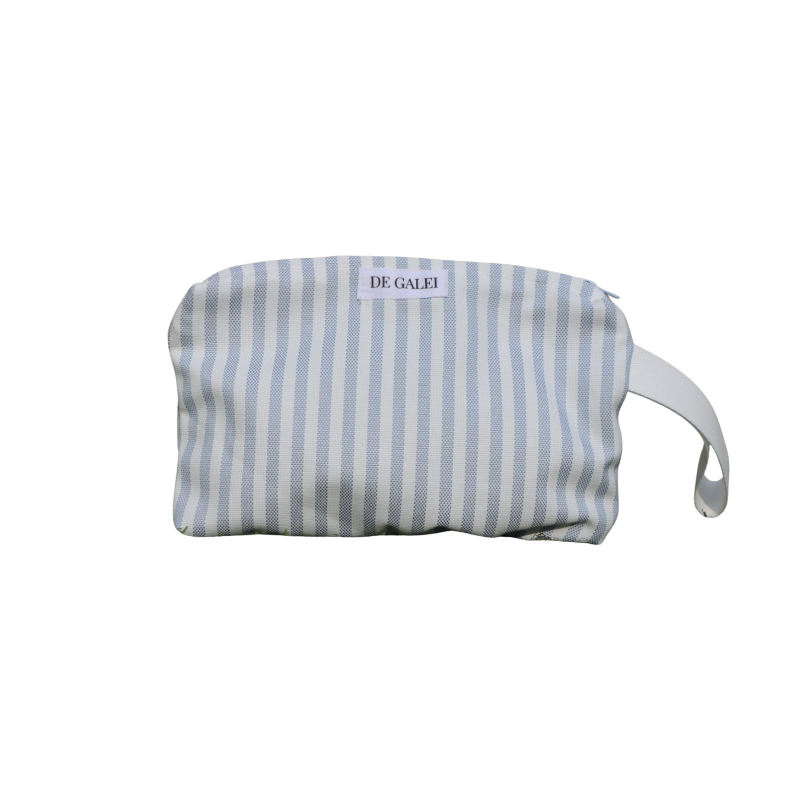 Neceser Creta azul y blanco De Galei, impermeable y ligero, ideal para playa o viaje con estilo mediterráneo.